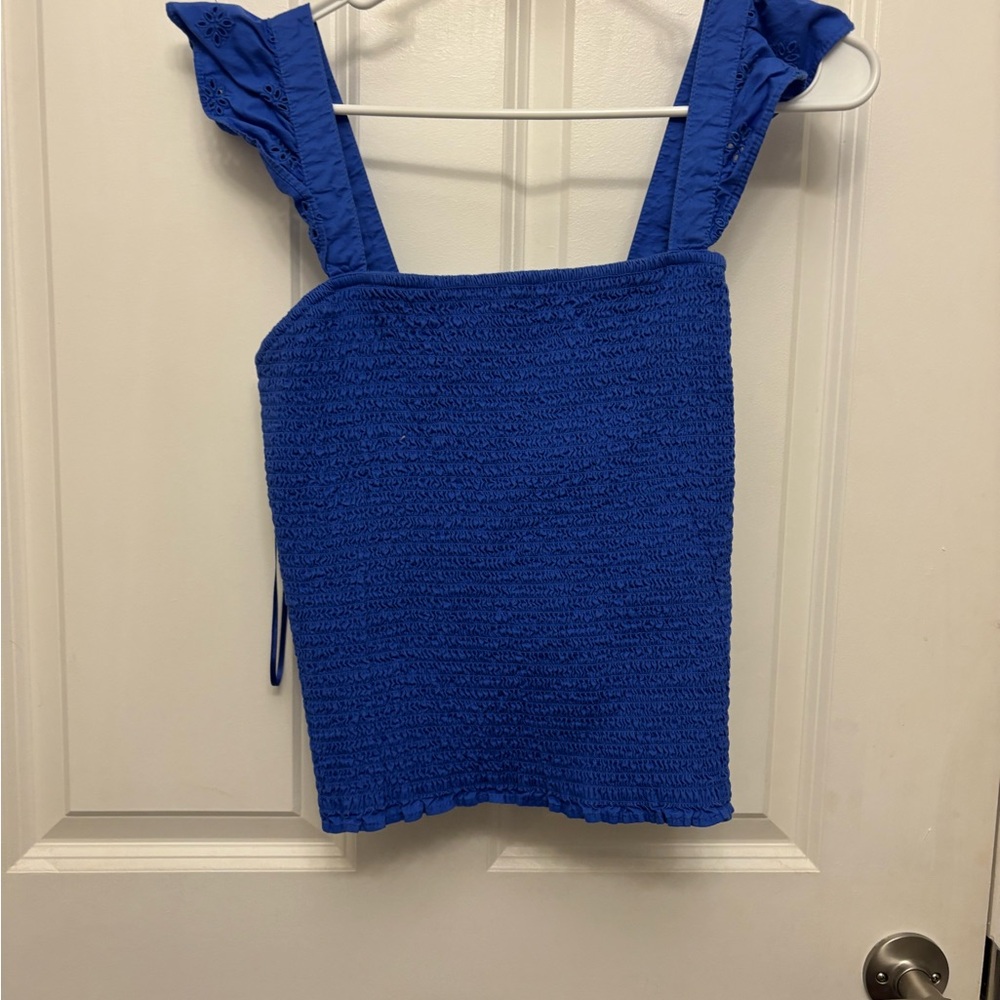 Blue Smocked Women's Top